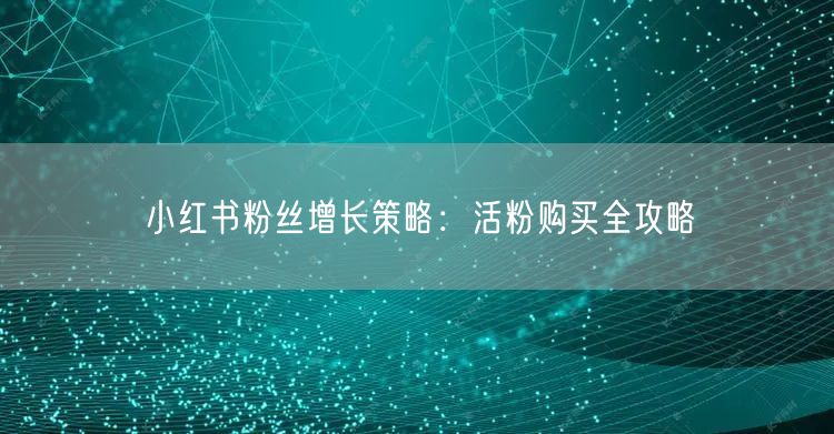 小红书粉丝增长策略：活粉购买全攻略