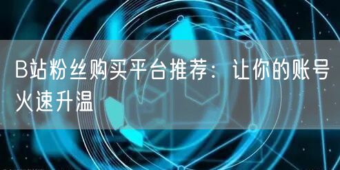 B站粉丝购买平台推荐：让你的账号火速升温
