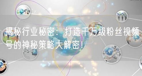 揭秘行业秘密：打造千万级粉丝视频号的神秘策略大解密！
