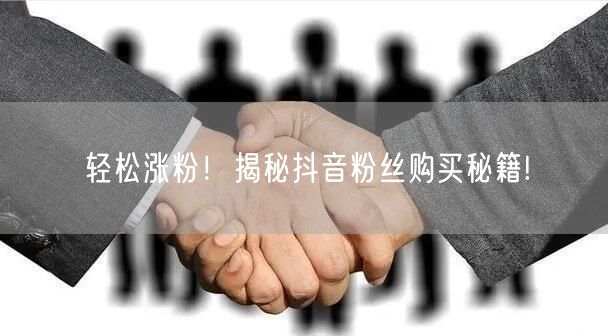 轻松涨粉！揭秘抖音粉丝购买秘籍!