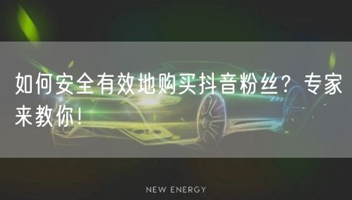 如何安全有效地购买抖音粉丝？专家来教你！