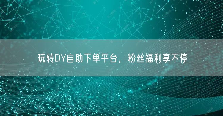 玩转DY自助下单平台，粉丝福利享不停