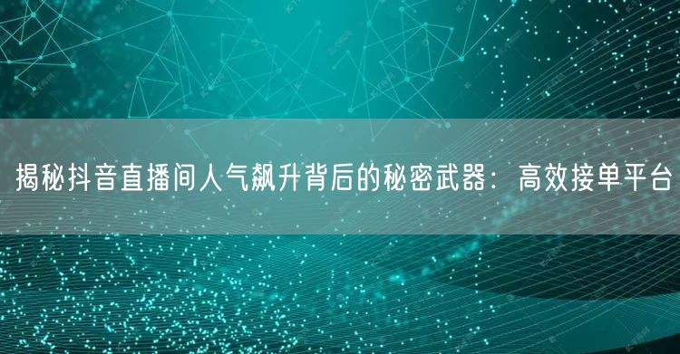 揭秘抖音直播间人气飙升背后的秘密武器：高效接单平台